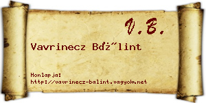Vavrinecz Bálint névjegykártya